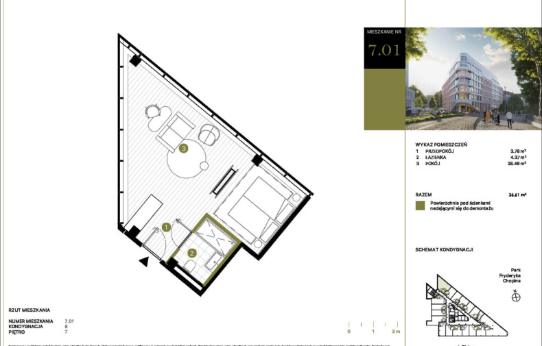 Apartament 7.01 plan mieszkania oraz piętra